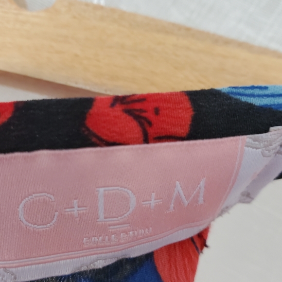 C+D+M Red and Navy Blue Floral Yoke Dress - Picture 7 of 10